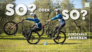 🆙 Vorderrad anheben | Welche Technik klappt besser ? | Fahrtechnik Tutorial MTB + eBike | Manual