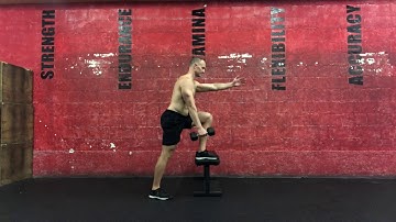 One arm dumbbell step up to balance: contralateral