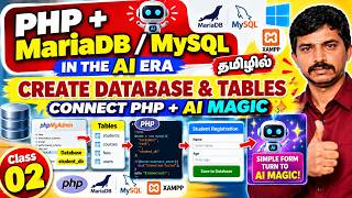 Create Database & Tables in phpMyAdmin + Connect PHP | Turn Simple Form into AI | Class 02 Tamil