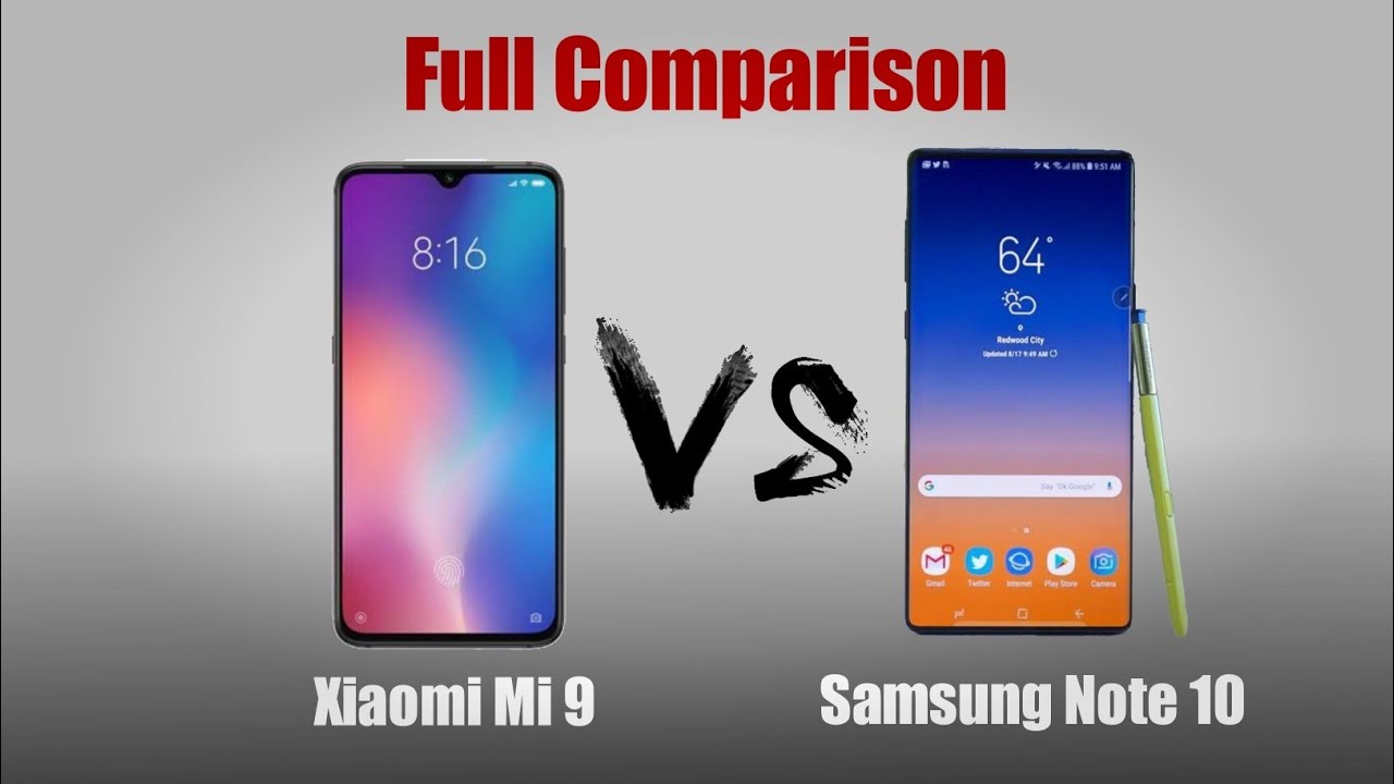 Сравнение Xiaomi Note 9 Samsung