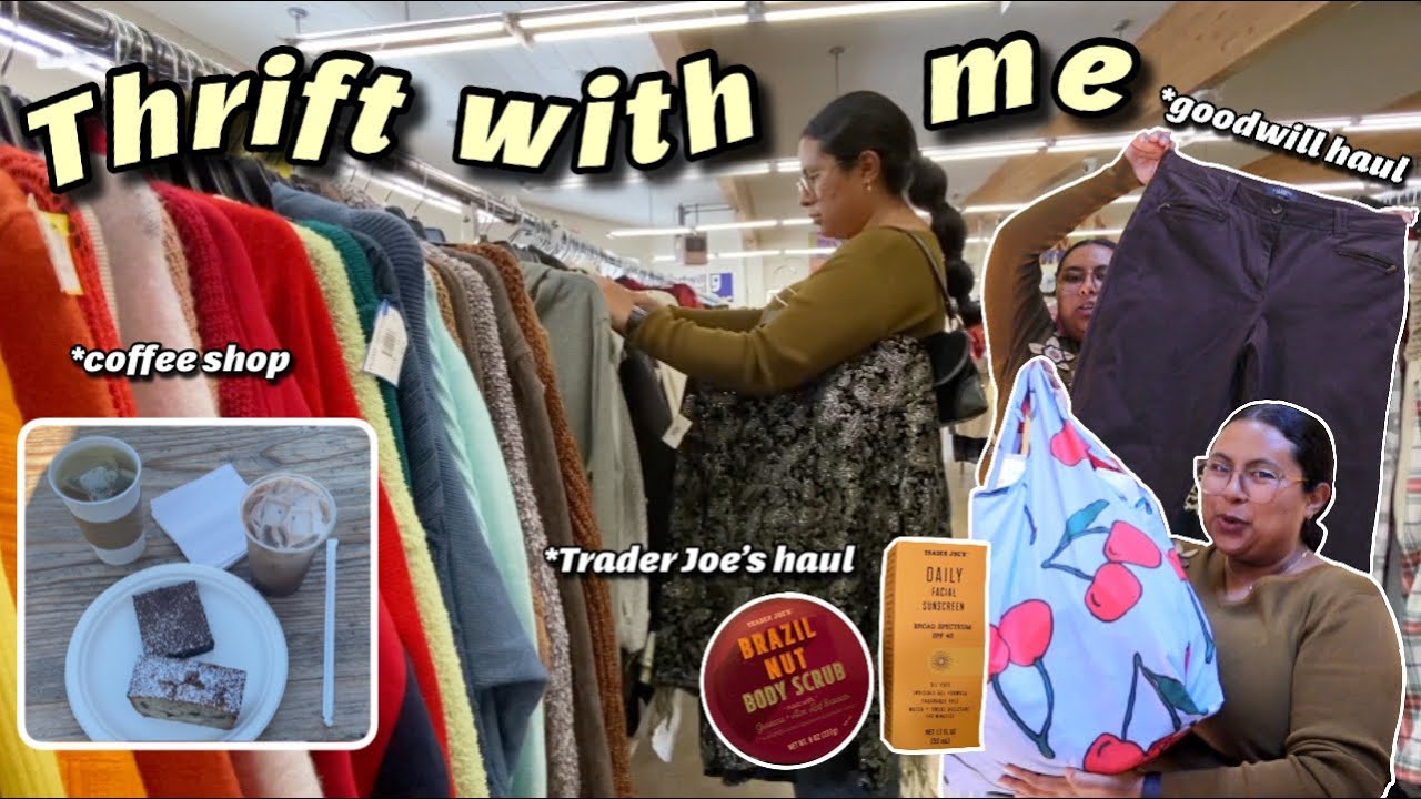 thrift with me thrift haul, trader joe's haul & trying a new coffee