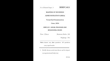 MMPC - 011  June 2024 Question Paper