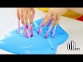 making Slime with Super Long Nails Challenge..