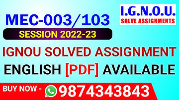 MEC-003/103 Solved Assignment 2022-23 in English, MEC 3 Solved Assignment 2023, MEC 3 Assignment