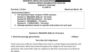 Class-6 English (Set-2) Annual Exam 2026 Question Paper Session Ending PM SHRI KV Term2