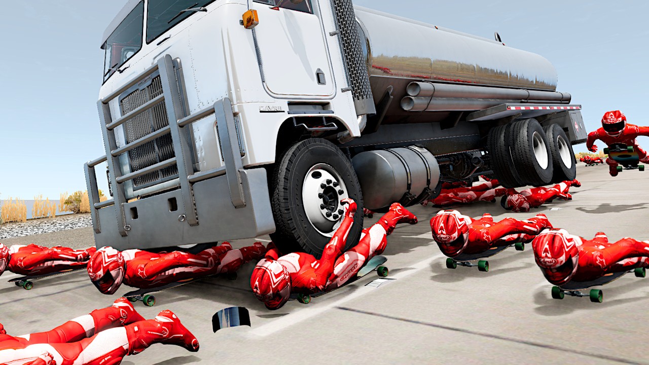 Squad of Longboard NPC trying to avoid my traps
