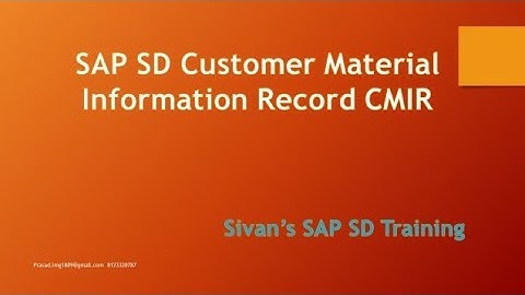 CMIR VD51 Customer Material Info Record Table-KNMT| Sivan