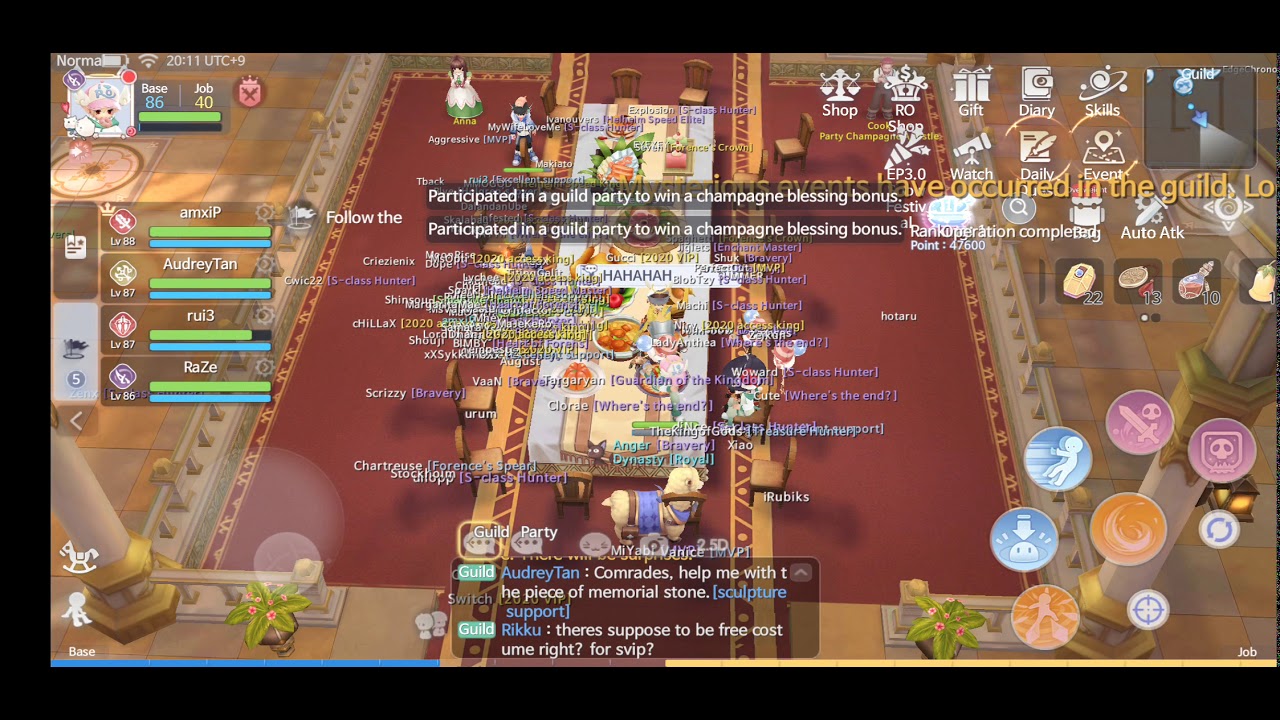 How to unstuck character inside the  guild hall's table. Ragnarok Origin