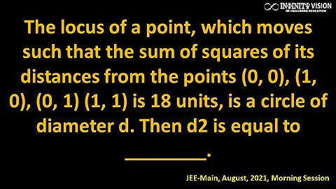 Circle: The locus of a point, which moves such that the sum of squares  [ JEE-Main, August, 2021]