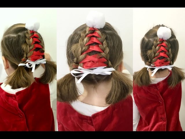 Long Christmas Hair w/ Santa Hat (Brown)