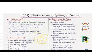 IDE bpharmacy unit 1 Jupyter Notebook, PyCharm, VSCode basic of python programming for pharma...