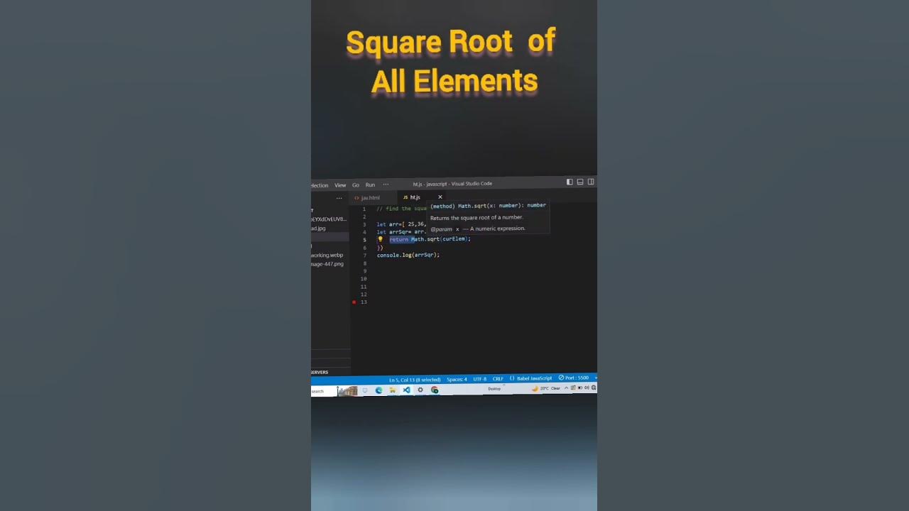 Square Root of All elements #javascript #interview #array - YouTube