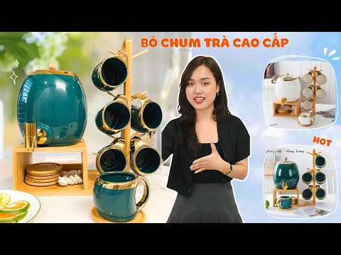 Video Bộ Chum Trà 6 Ly Bằng Sứ Viền Vàng Cao Cấp - Dung Tích... - youtube