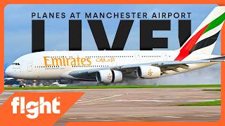 RAIN: A380, PIA 777 & Evening Jets! 🧡 Manchester Airport LIVE