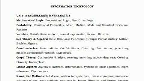 TRB Lecturers (Engineering / Non-Engineering) Syllabus in Information Technology