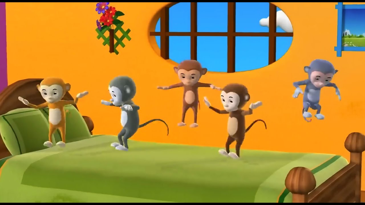 🎵 Five Little Monkeys Jumping on the Bed | Nursery Rhymes & Kids Songs ...