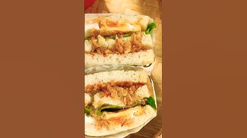 សាំងវ៉ិចបាក់យ៉ុងជាមួយពងមាន់ Pork floss sandwich with egg ^~^ #yumyum #ឆ្ងាញ់ទៀត #shorts