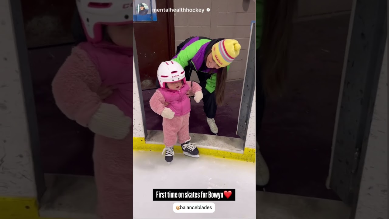 Bowyn is starting her learn to skate journey on Balance Blades hockey skates