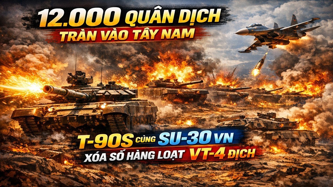 12.000 Quân ĐỊCH Tràn Vào TÂY NAM - T-90S Cùng Su-30 VN XÓA SỔ Hàng Loạt VT-4 Địch