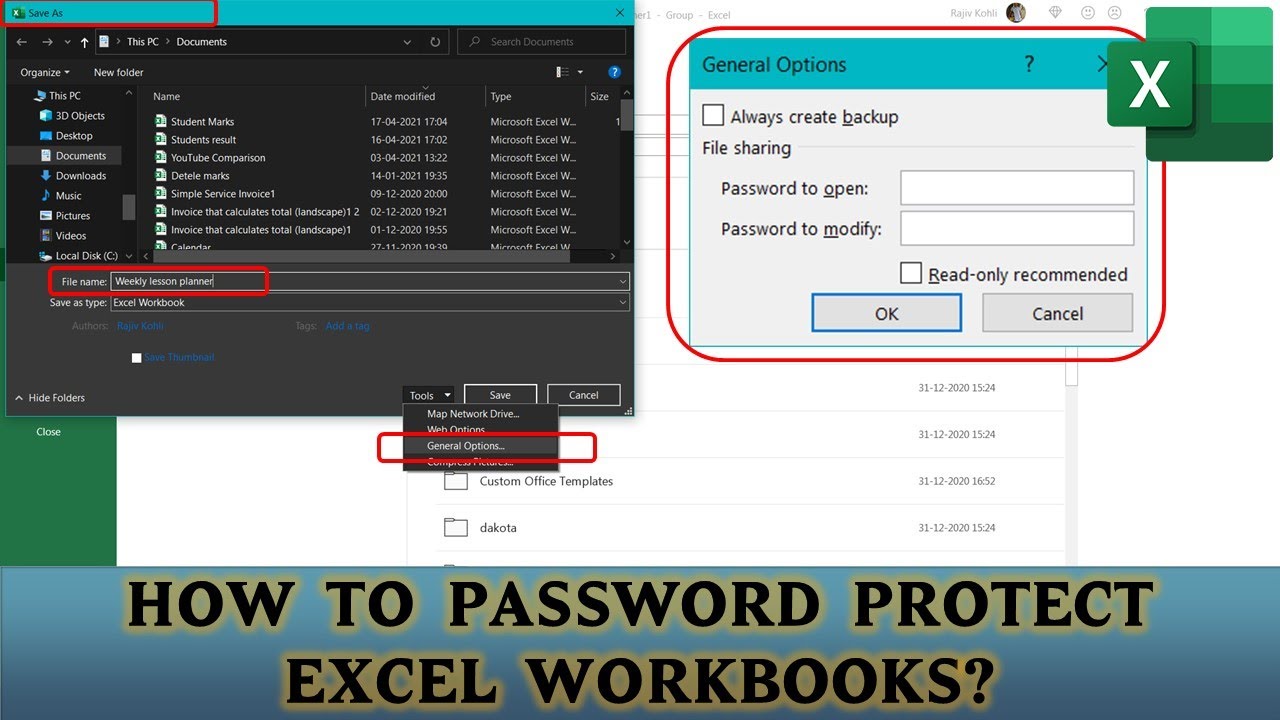 add password to excel 2016