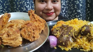 Asmr Eating Spicy Mutton Biriani With Chicken  Wings||Kolkata Style Mutton Dum Biriani Eating Show