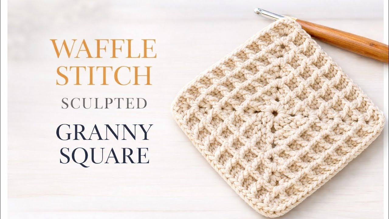This Waffle Stitch Granny Square Looks Complicated… But It’s Easy! #grannysquare #easycrochet #diy