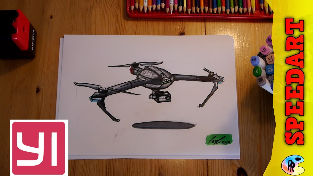 Yi ERIDA Drone Design - Drawing the Yi 4k Erida Drone Industrial Design YI ERIDA Atlas Pro Zeichnung