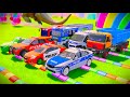 ALL POLICE CARS, AMBULANCE, FIRE TRUCK, COLORFUL CARS WITH TRUCK  FARMING SIMULATOR 22 #1