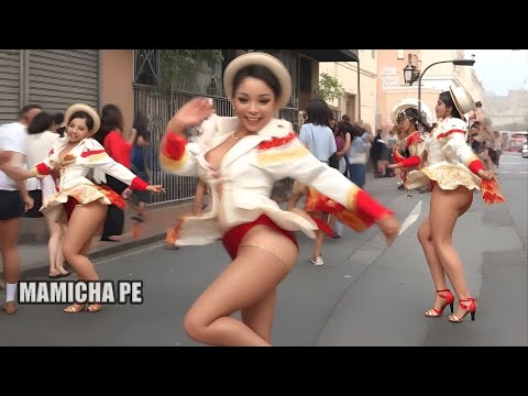 Beautiful dancing girls performing Peruvian carnival 2018. 4k