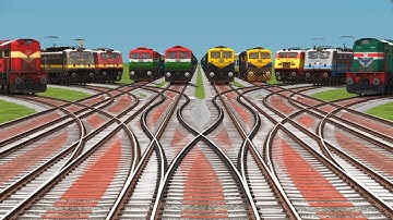 Trains Crossing Bumpy Forked Railroad ✈️ Tracks || 3d Gameplay Daimond Railroads 