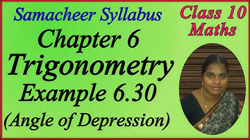 10th Maths | Chapter 6 | Trigonometry | Angle of Depression | Example 6.30