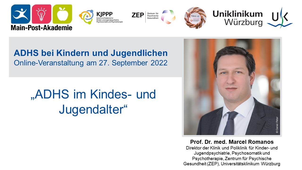 ADHS bei Kindern und Jugendlichen: Referent Prof. Dr. med. Marcel Romanos