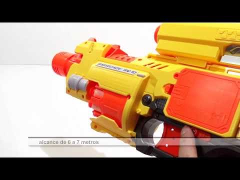 PISTOLA RIFLE DE DARDOS AJUSTABLE TIPO NERF DISPARA LANZA DARDOS MIRA LASER SEMI AUTOMATICA - YouTube