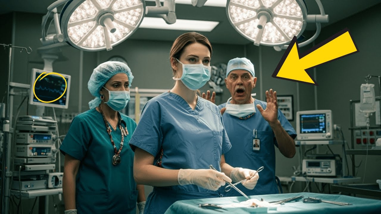 The veteran surgeon faints from the pressure. The rookie nurse says 