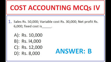 Cost Accounting MCQs  Part IV | Senior Auditor Test Preparation |