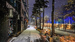 [4K HDR] 5AM 🌙 Seoul Snowfall Night on Lunar New Year's Day with Ambience Sounds ASMR