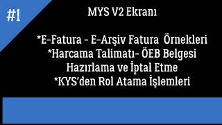 2 Mys V2 E-Fatura E-Arşiv Fatura Harcama Talimatı-Öeb Hazırlama Ve İptal Etme İşlemleri Rol Atama