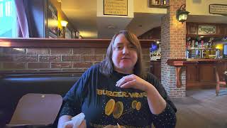 Danielle's Checking out the King Burger at Kings Arms Pub