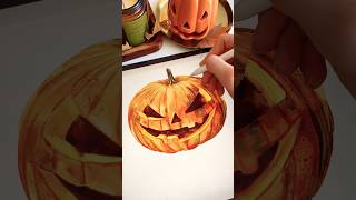Draw with me Halloween Pumpkin in Procreate 🎃 #procreate #watercolor #drawing