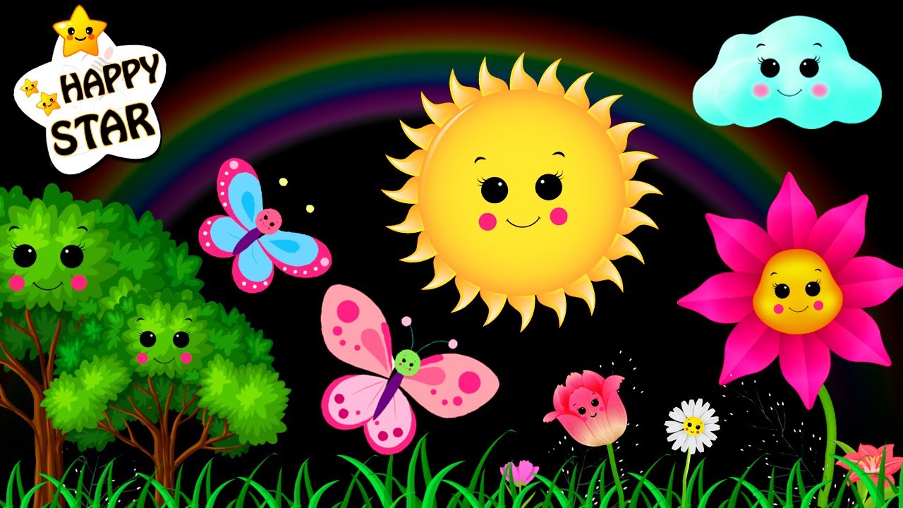 Rainbow Butterfly Baby Sensory Video! Nature Adventure in the Flower Garden! Happy Star Dancing