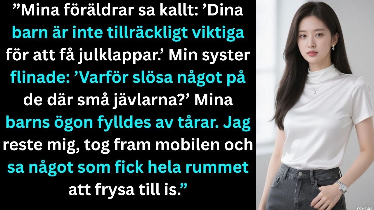 ”Dina barn är inte tillräckligt viktiga för julklappar,” sa min mamma kallt medan min syster flinade: ”Varför slösa något på de där små djävlarna?” Mina döttrar, åtta och fem år, satt med tårar i...