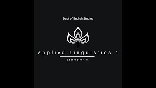 Chapter 2: Applied linguistics of language teaching