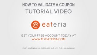 eateria Tutorial - How to validate a coupon code Profile
