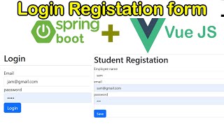 Login Registration Form Restful Api Using Spring boot Vue JS