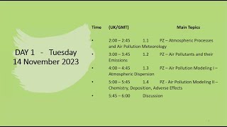 Short Course on Introduction to Air Pollution Modeling - Day 1 (Zannetti 2023, WIT)