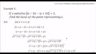 1 Locus problem involving complex numbers 3 Example 3 + Assignment