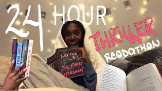 only reading thrillers for 24 hours!! (reading vlog)