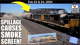 SPILLAGE CAUSES SMOKE SCREEN! GATEWAY WESTERN CABOOSE, DO NOT HUMP! SONG & TRAINS AT END