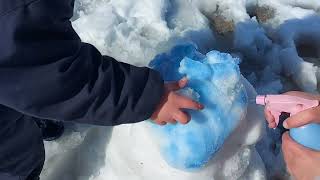 يلا نلون الثلج  / how to paint on snow