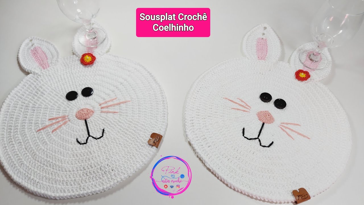 🔴 Sousplat Crochê Coelhinho 🐇  @PinkArtesCroche